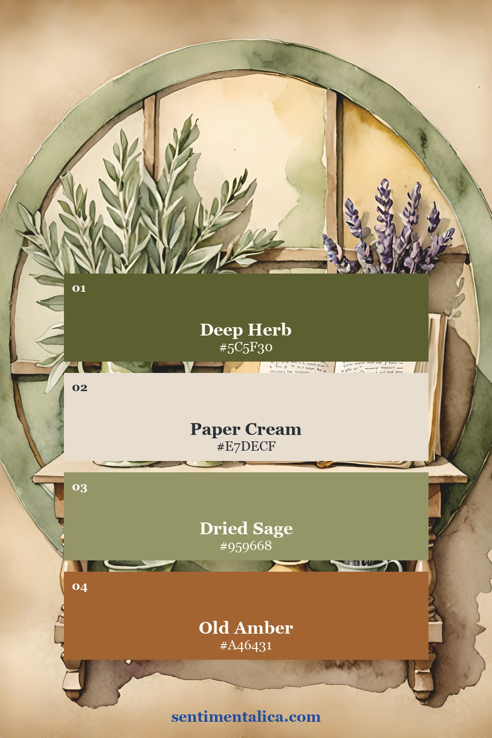 Apothecary journal palette sampled from a real Apothecary Leaf printable page