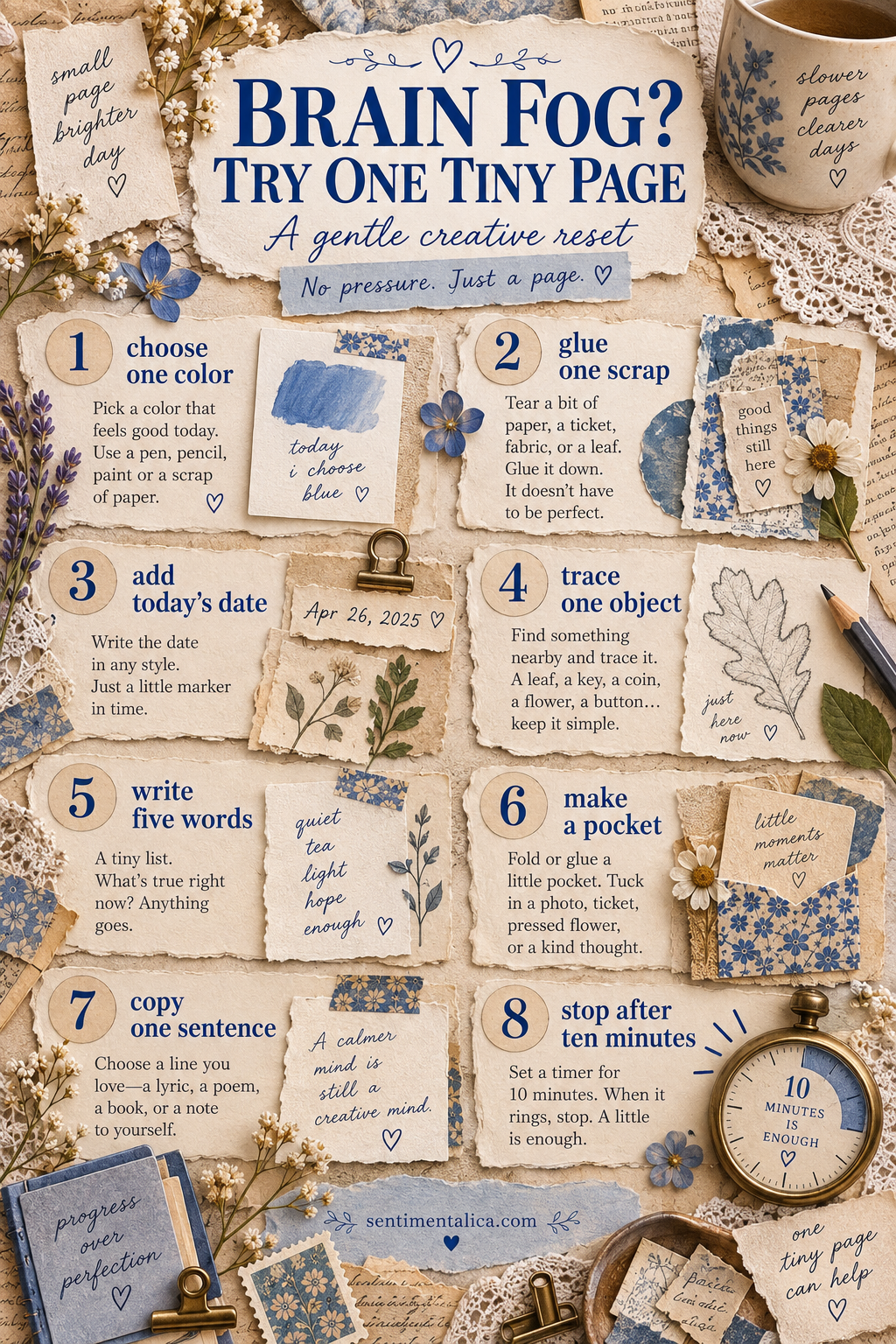 Eight gentle junk journal ideas for brain fog