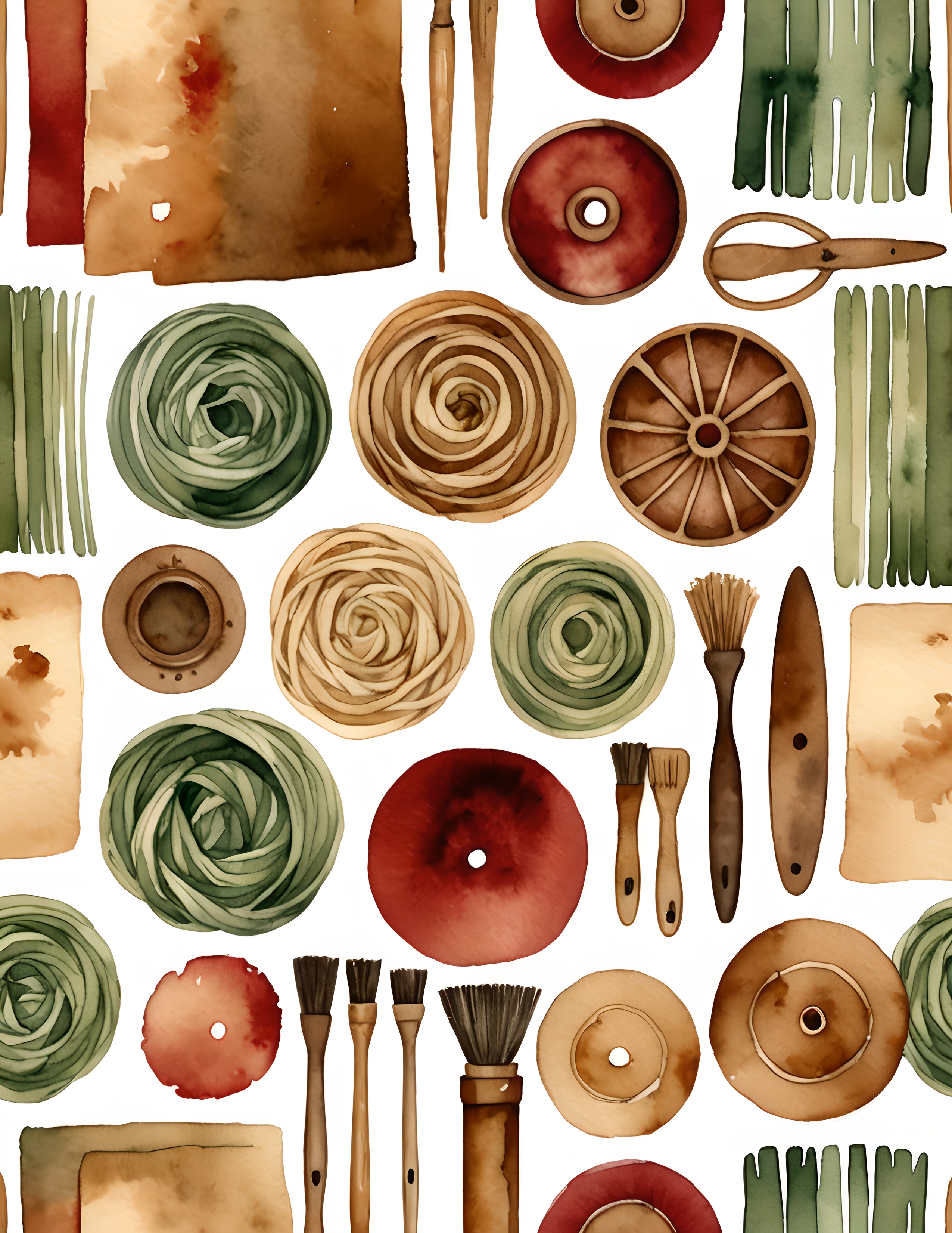 Ledger Textile printable textile tools page with thimbles and warm paper