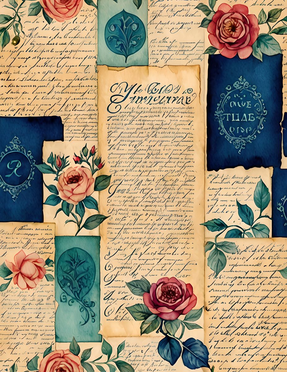 Vivid Medley printable rose and script page