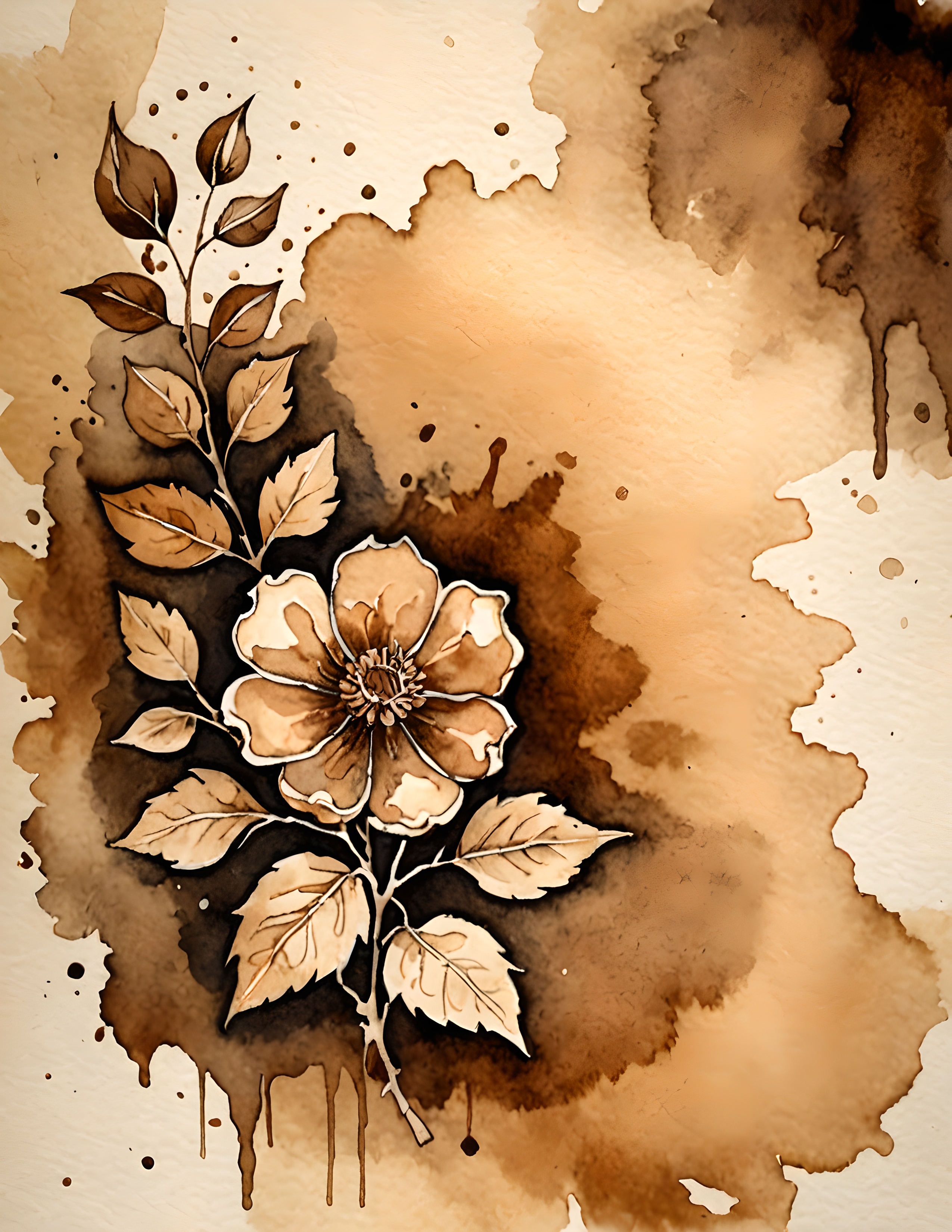 Neutral vintage botanical background from the Old Pages collection