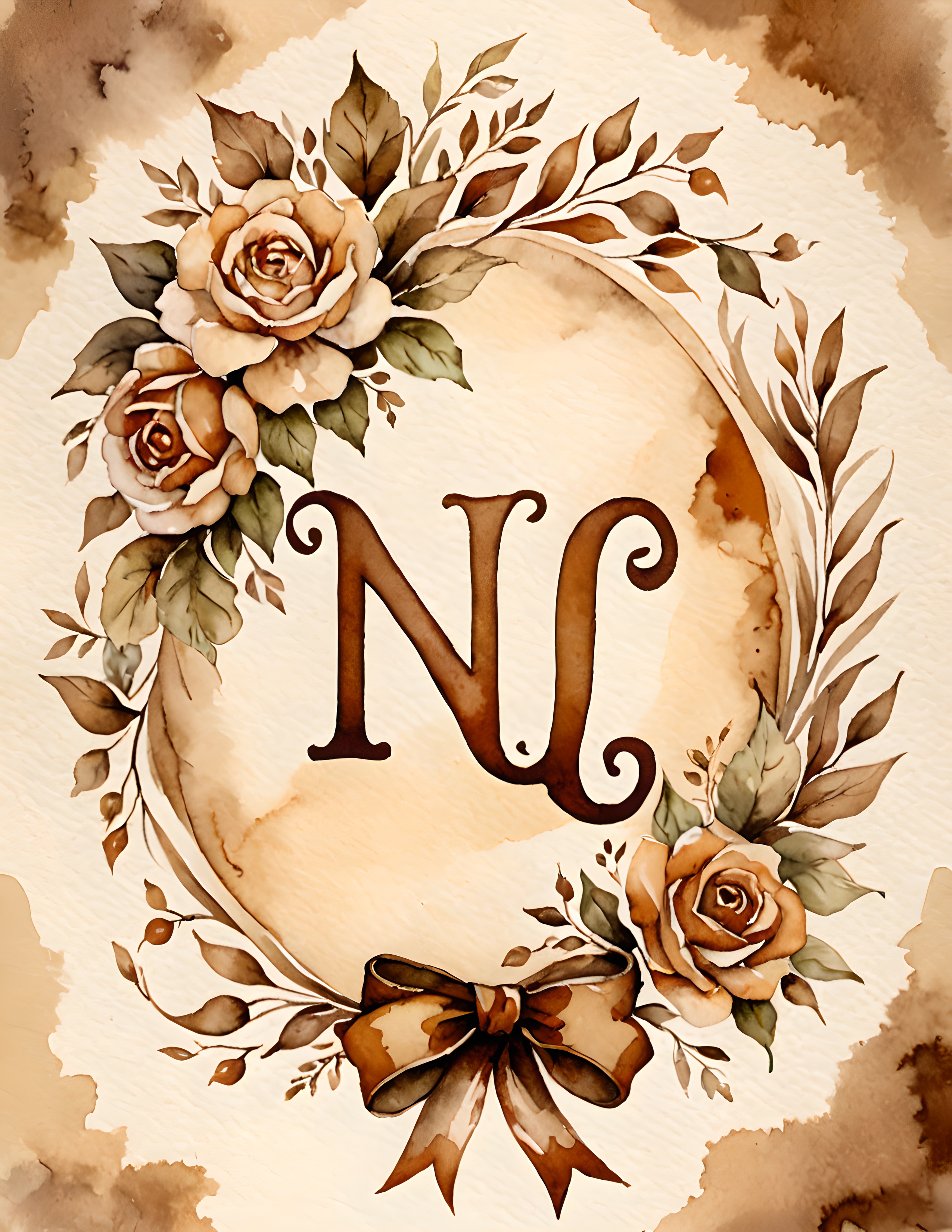 Softly aged floral artwork from the Old Pages printable collection