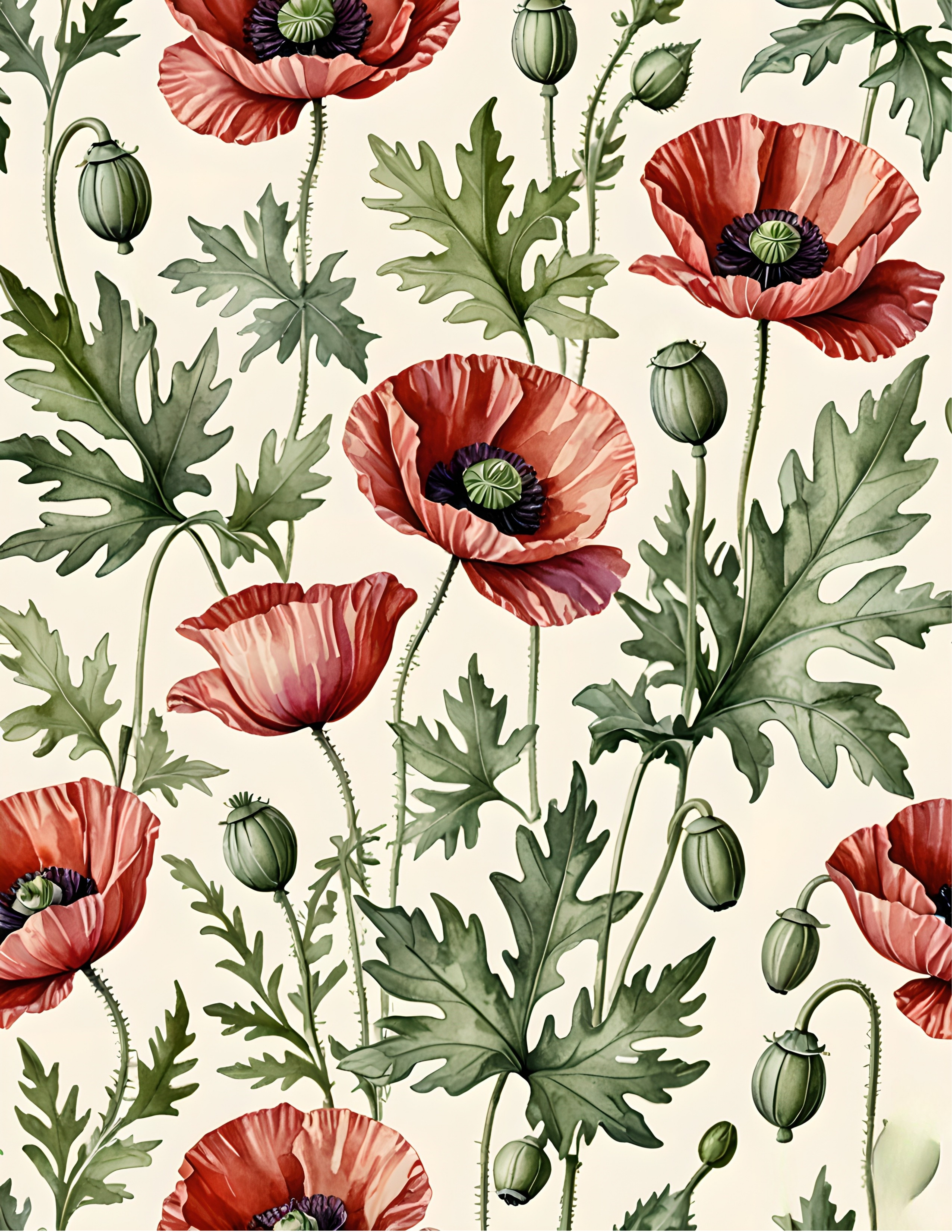 Authentic Petal Mist poppy watercolor page