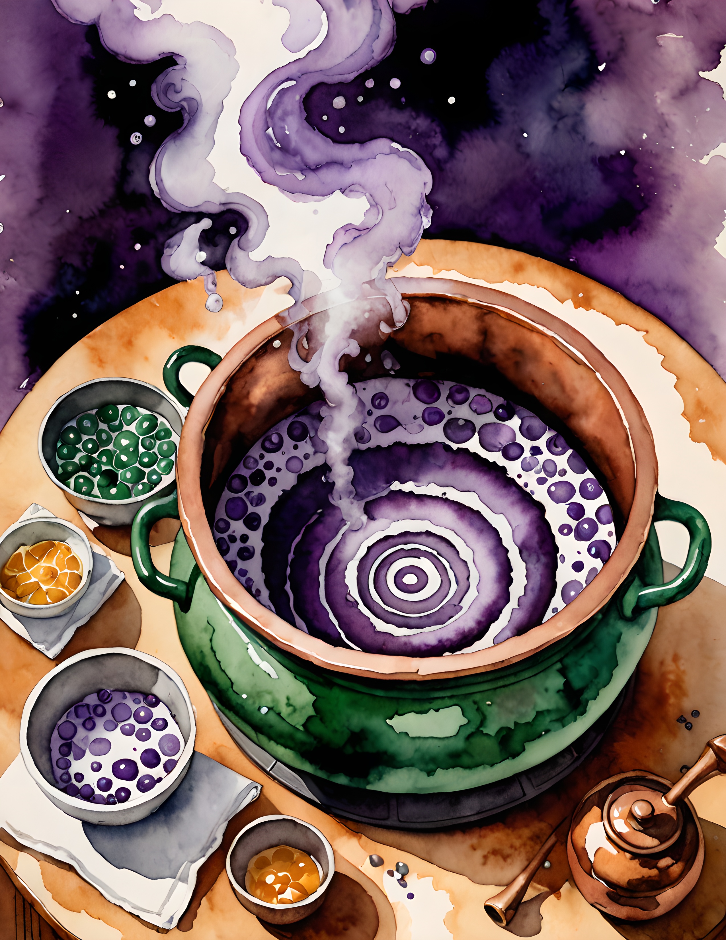 Real Magic Bottle page with a purple potion in a green cauldron surrounded by small tools