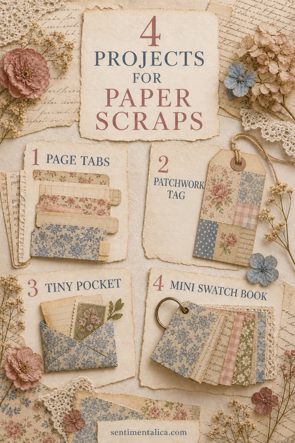 Branded infographic showing four useful projects for paper scraps