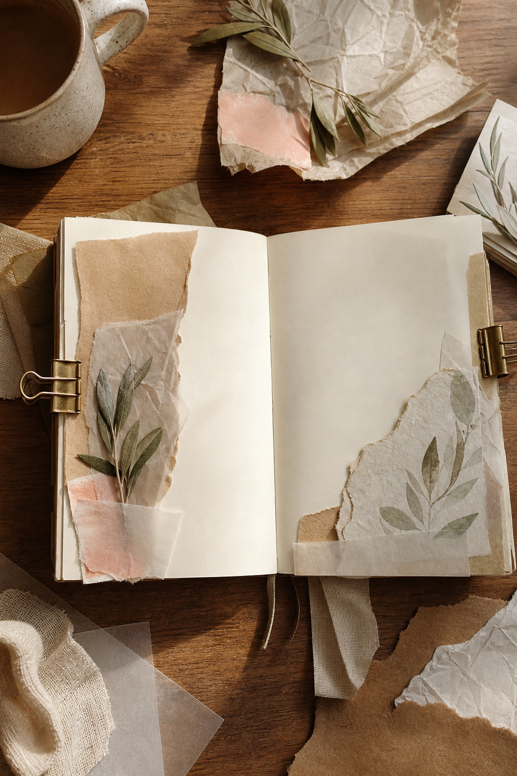 Blank journal process scene demonstrating a Tea Bloom color arrangement