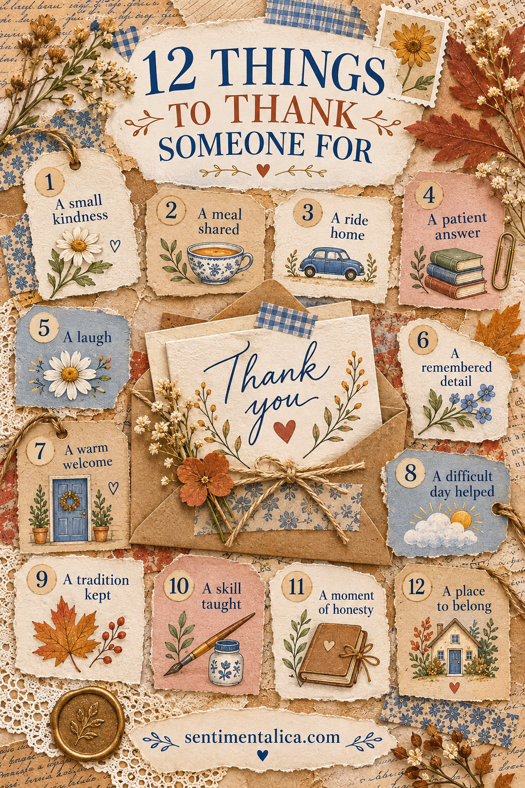 Twelve specific things to thank someone for on a handmade card
