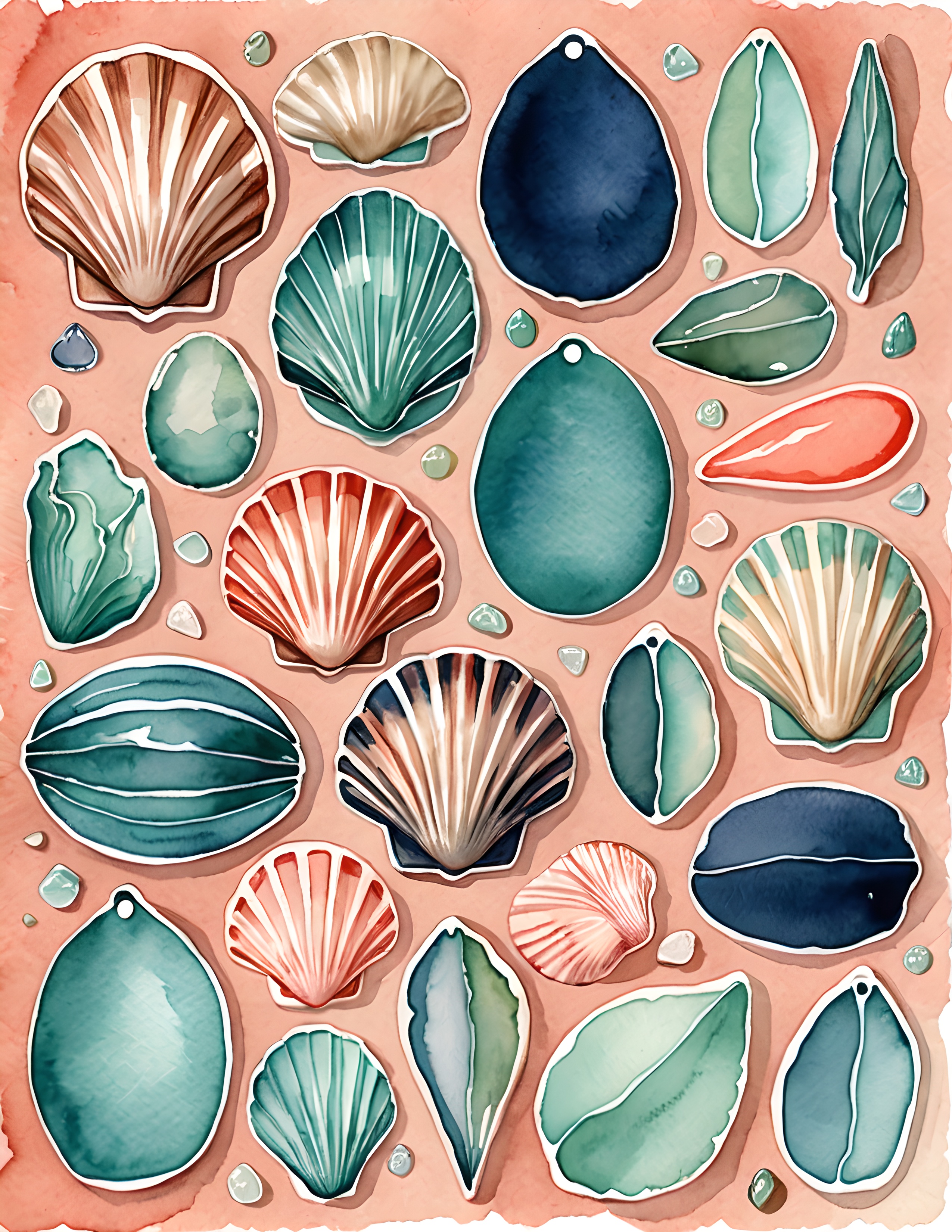 Real Coral Dance printable shell and sea glass page for a vacation journal