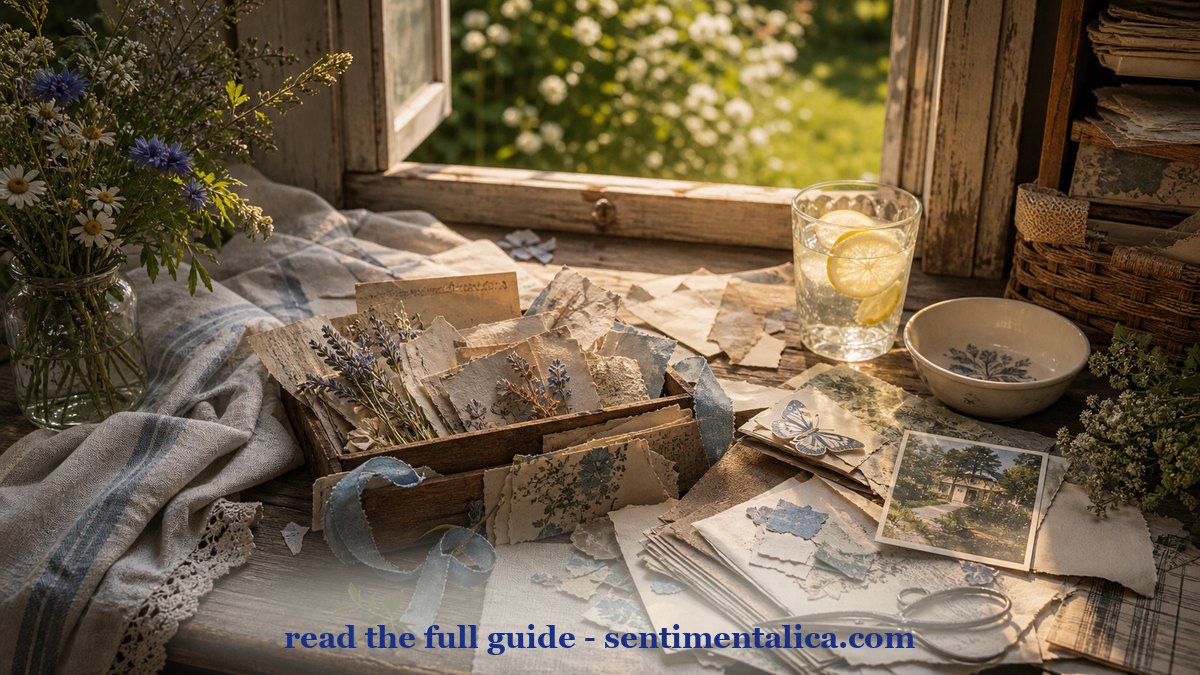 Thin atmospheric summer scene for junk journal inspiration