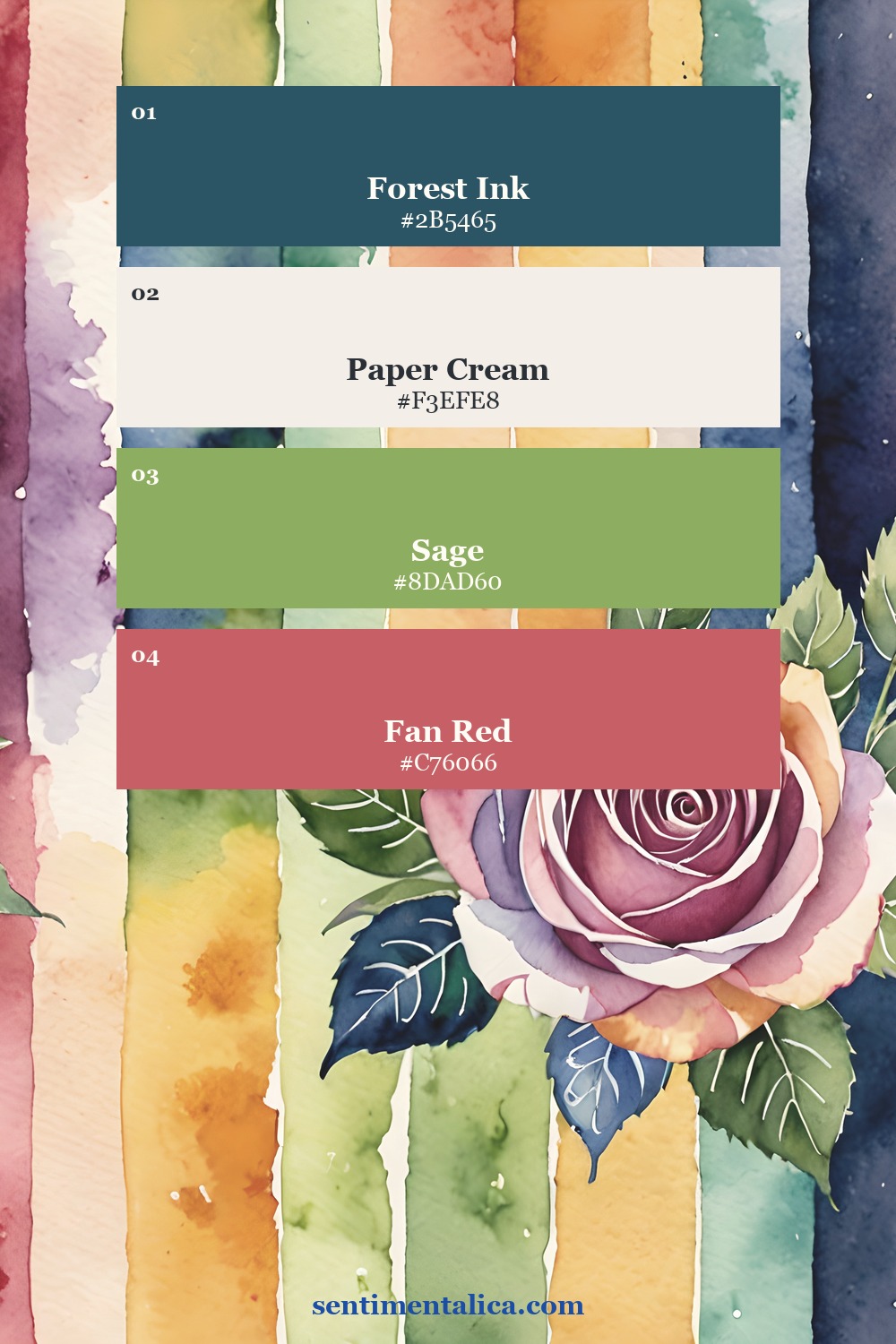 Wild Colors palette with teal cream sage and rose