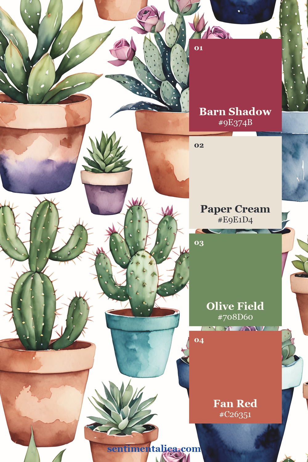 Wild Colors cactus palette with warm red and olive