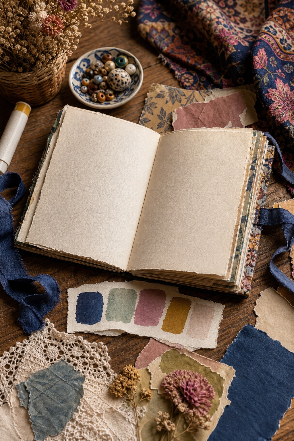 Blank journal process scene with Wild Colors palette scraps